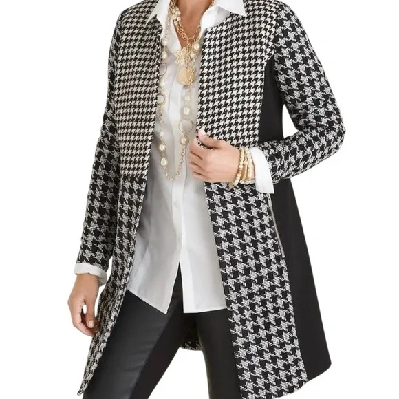 Chico’s Patched Houndstooth Statement Jacket Size 3P (16/18P) KD1 - Picture 1 of 8